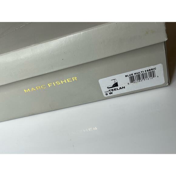 Marc Fisher Teelan Canvas Tie Dye SHOES 9W Ankle Strap Espadrille Wedge SANDALS - Picture 6 of 7